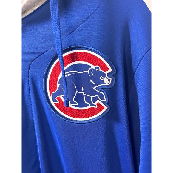 Nike Dri-Fit Mens Royal Chicago Cubs Jersey Button-Up Hoodie Blue Gray SZ Medium - Picture 5 of 15